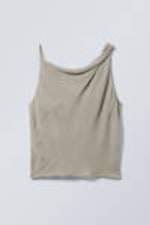 Light Dusty Mole - Fitted Boatneck Drape Top - 0