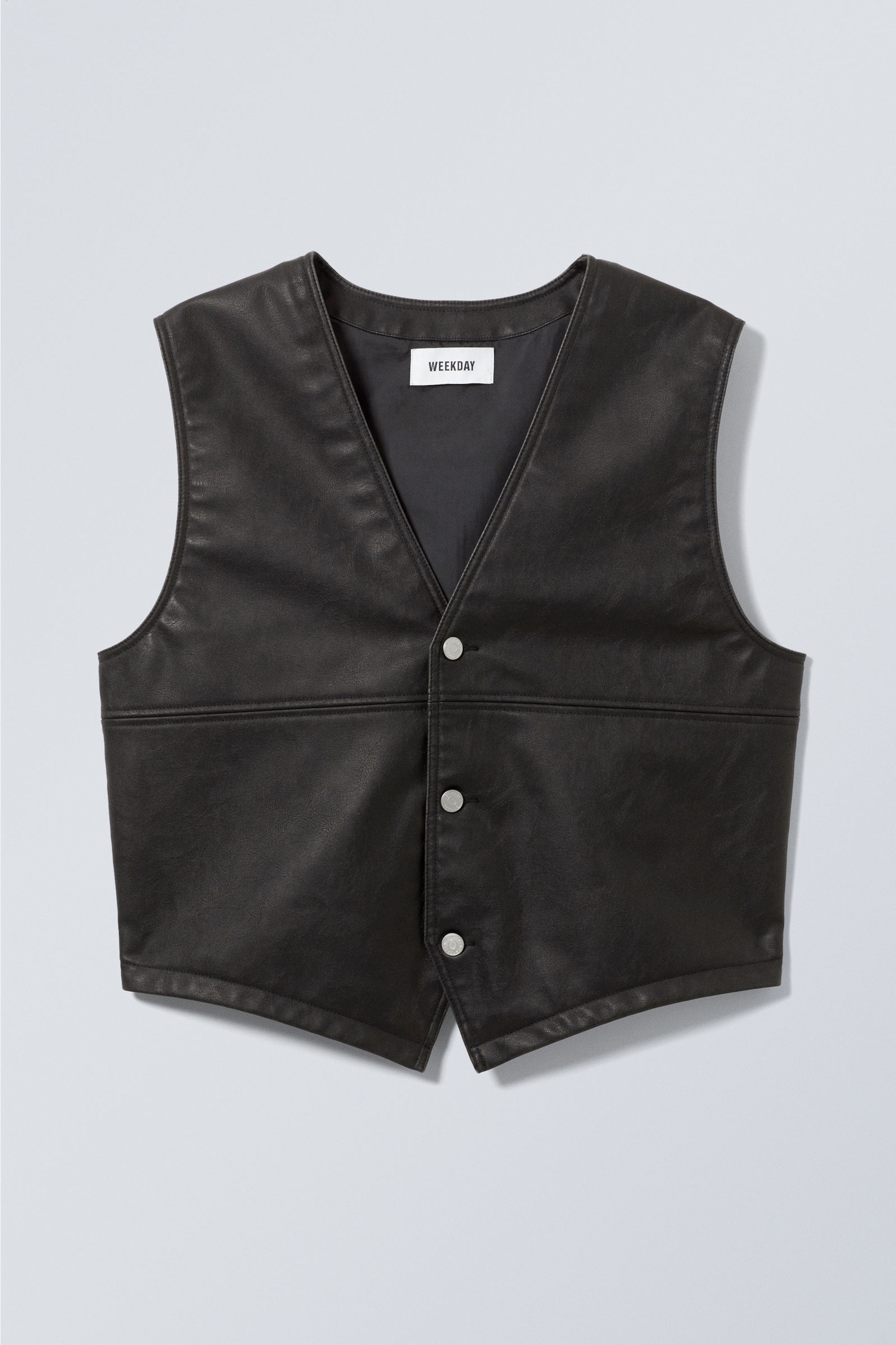 Zwart - Imitatieleren gilet - 2