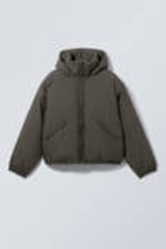 Dark Grey - Padded Hooded Puffer Jacket - 3