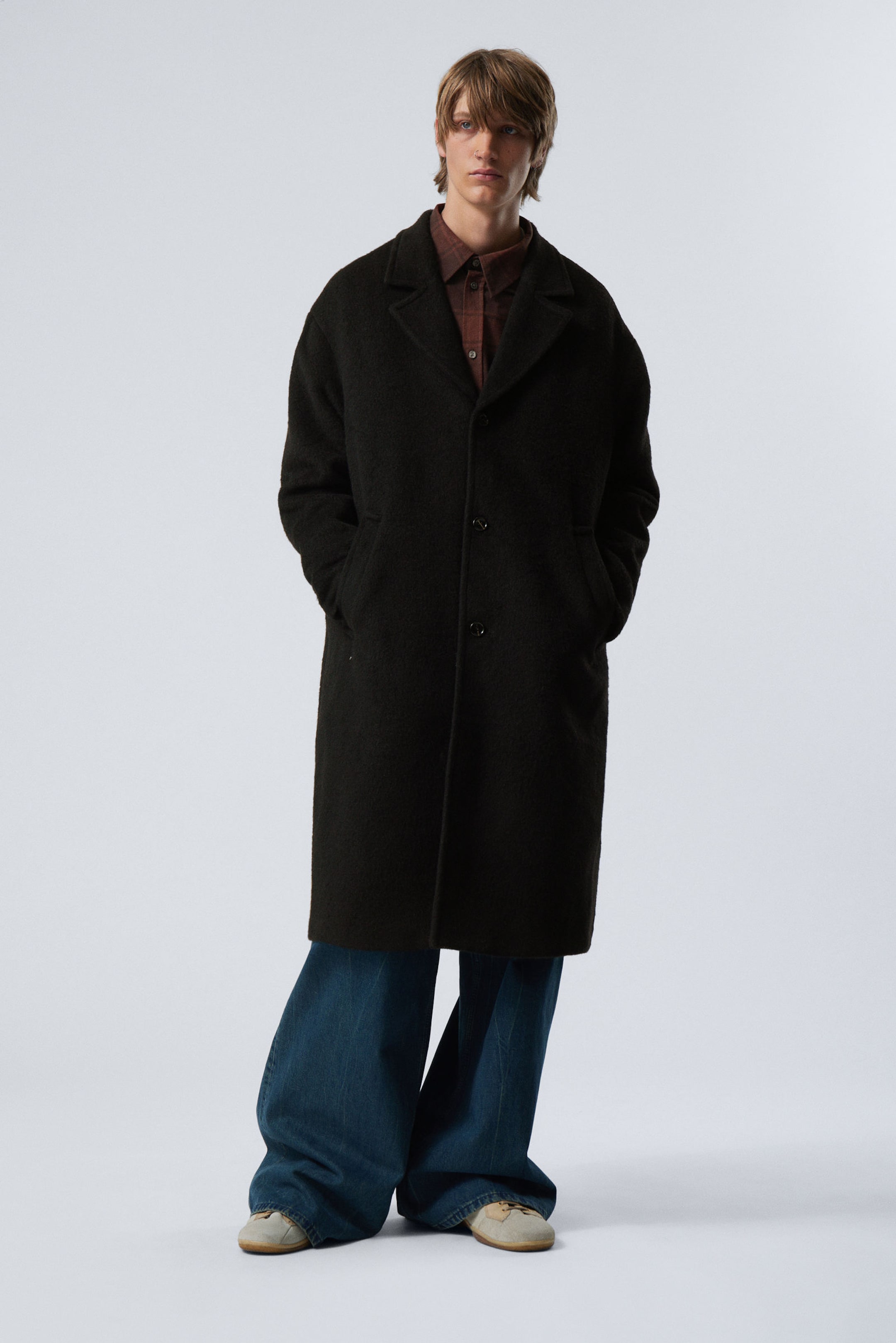 Black - Single-Breasted Oversized Wool-Blend Coat - 0