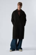 Black - Single-Breasted Oversized Wool-Blend Coat - 0