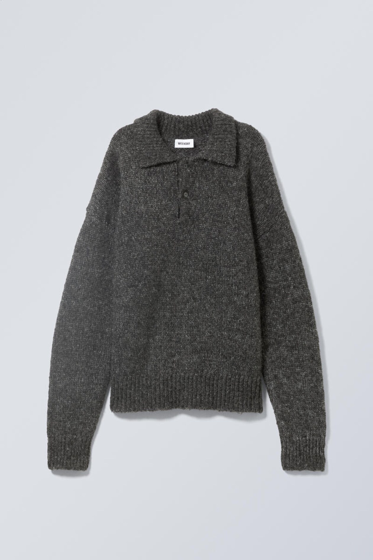 strick-polopullover bobby mit lockerer passform - Dunkelgrau | Weekday DE