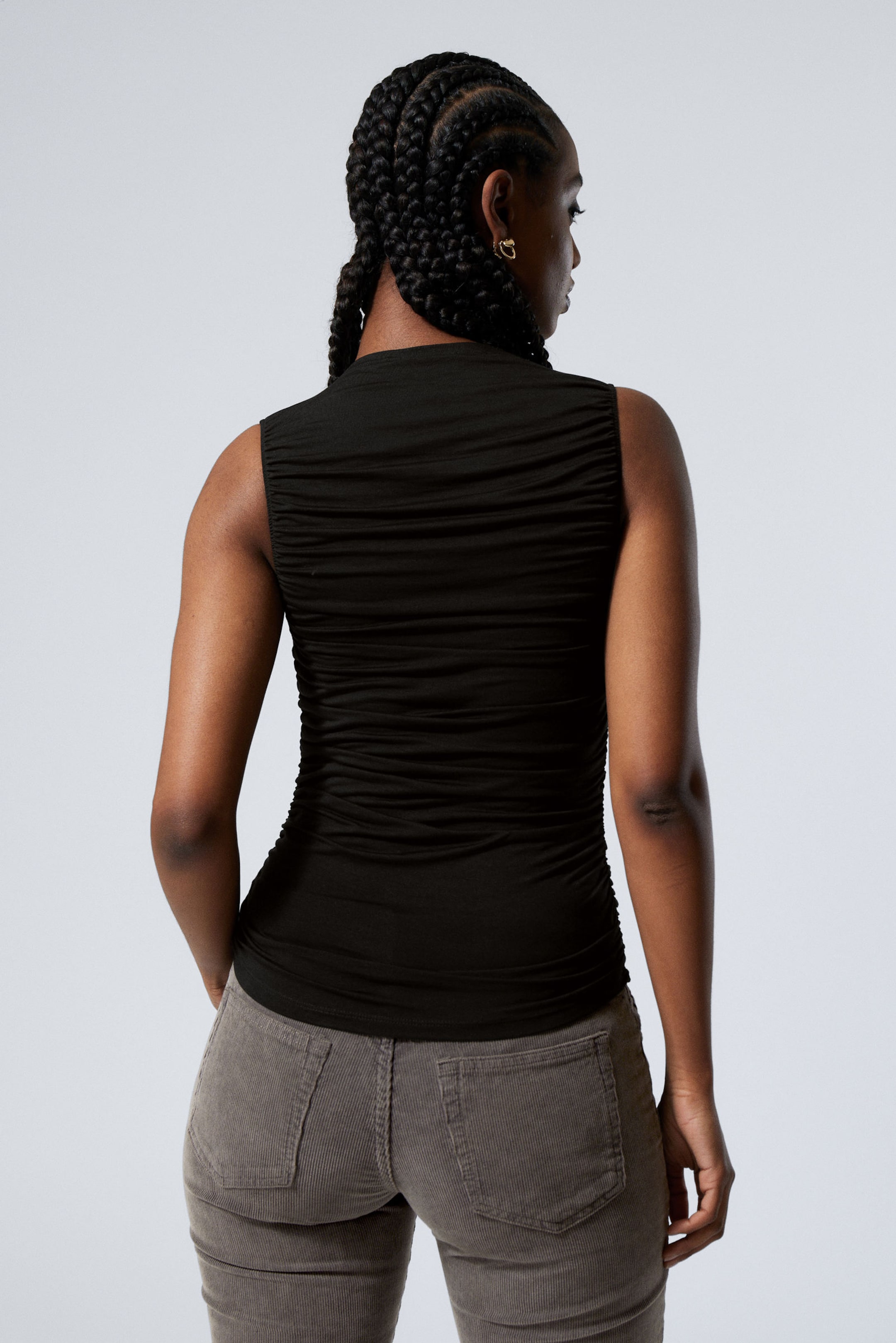 Black - Drape Mock-neck Top - 3