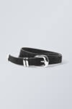 Black - Western Faux Leather Belt - 0