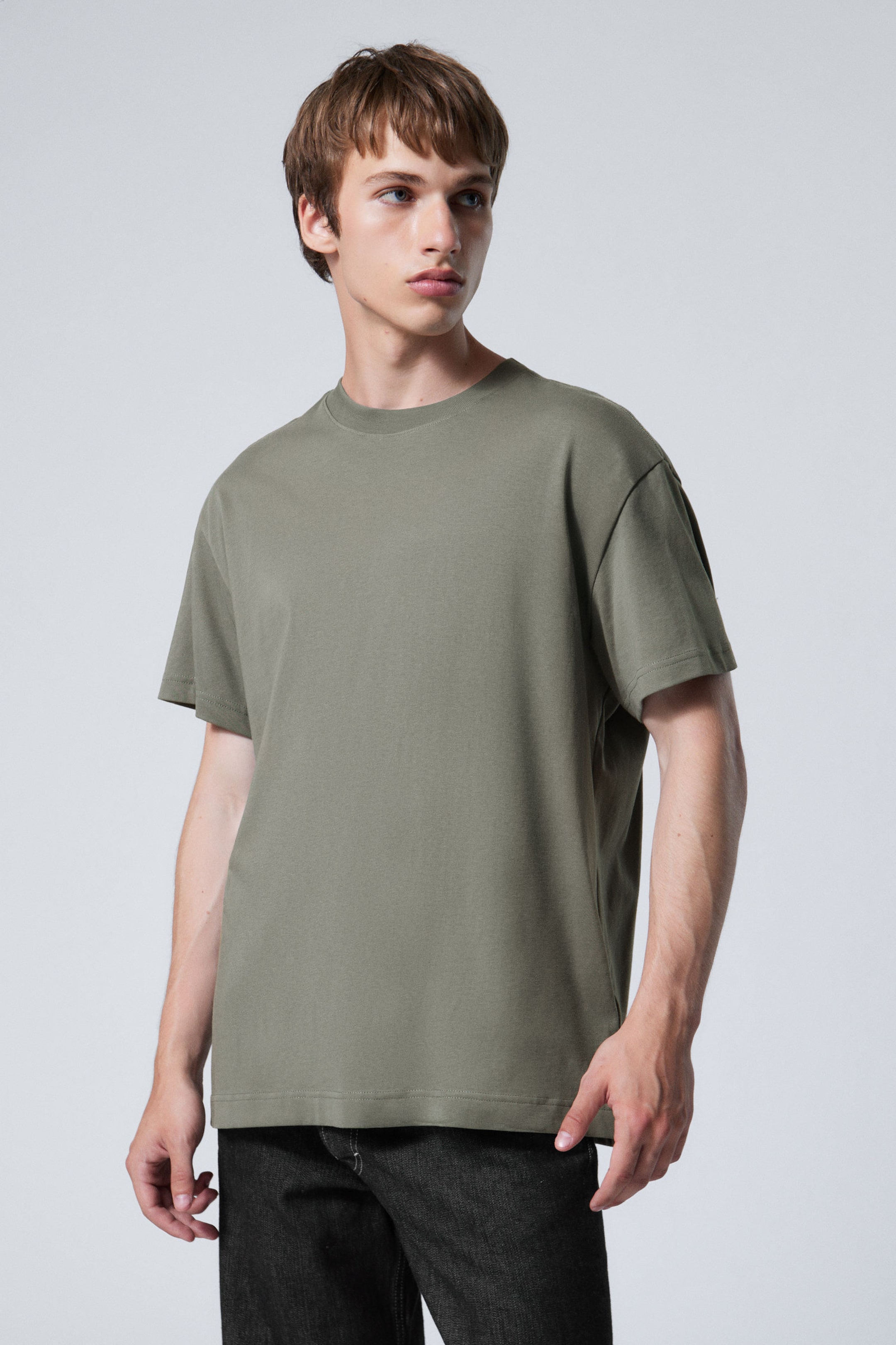 Helles Khakigrün - Schweres Oversized-T-Shirt - 0