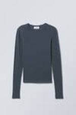 Dark Dusty Blue - Slim Fitted Long Sleeve - 0