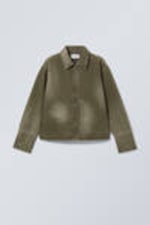 Washed Khaki Green - Relaxed Utility Jacket - 0