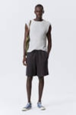 Washed Dark Blue - Relaxed Terry Shorts - 0