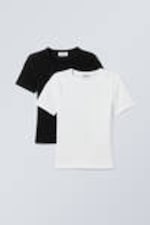 Black White - 2-pack Slim Fitted T-shirt - 0