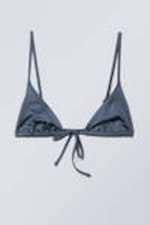 Blauw met glans - Triangelbikinitop - 0