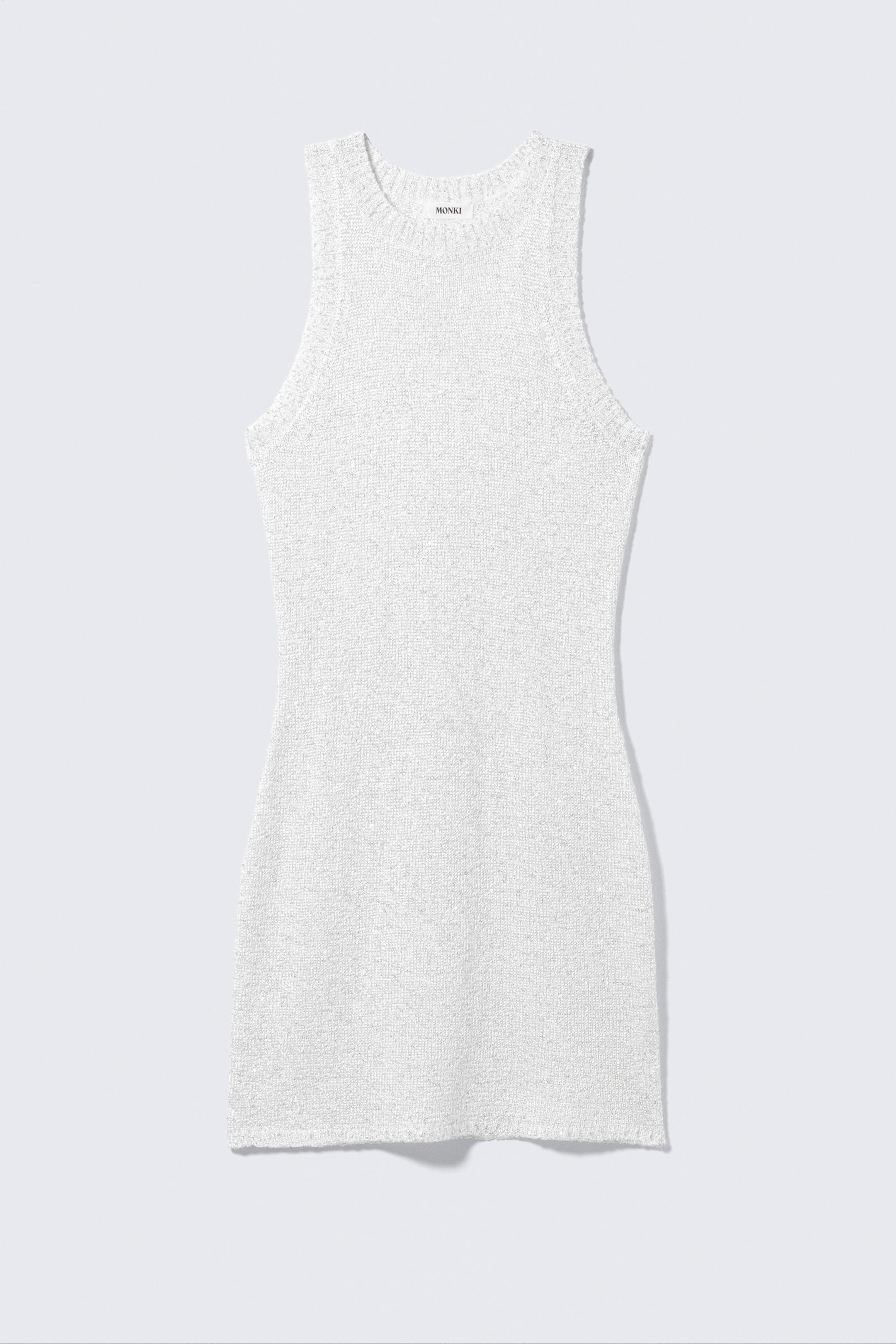 #F0EFEC - Sheer Knitted Sequined Mini Dress - 1