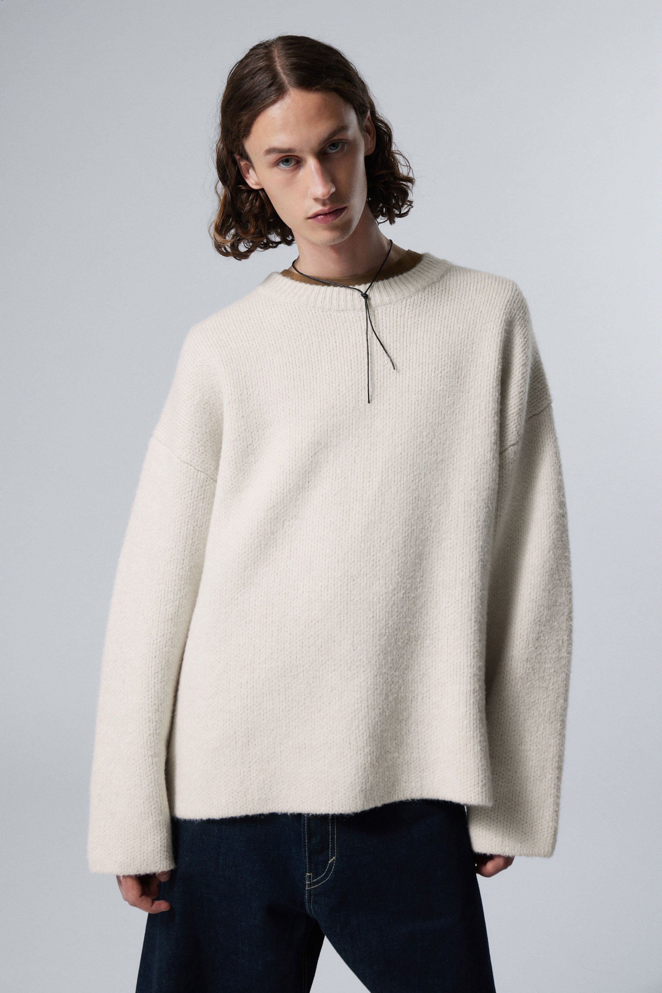 #D3CFC5 - Teo Oversized Wool Blend Knit Sweater - 2