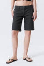 Checked Dark Grey - Checked Knee-Length Cotton Twill Shorts - 1