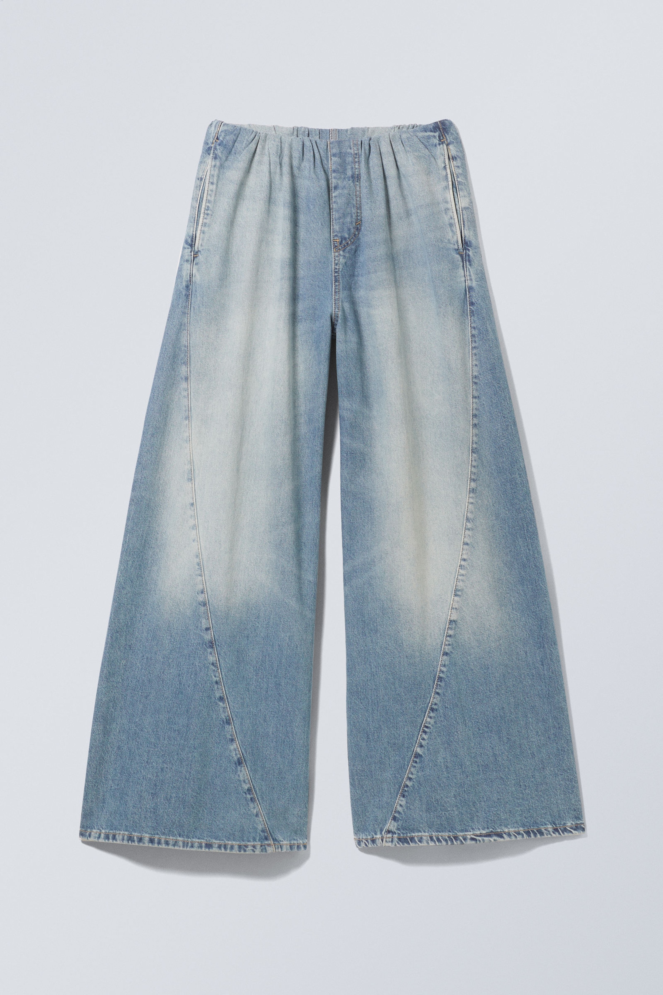 Tide Blue - Wide Baggy Denim Joggers - 0