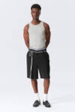 Schwarz - Lockere Anzugshorts aus Leinen - 0