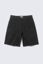 Black - Loose Workwear Twill Shorts - 3