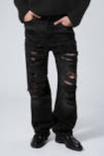 Distressed Black - Galaxy Loose Straight Distressed Jeans - 1