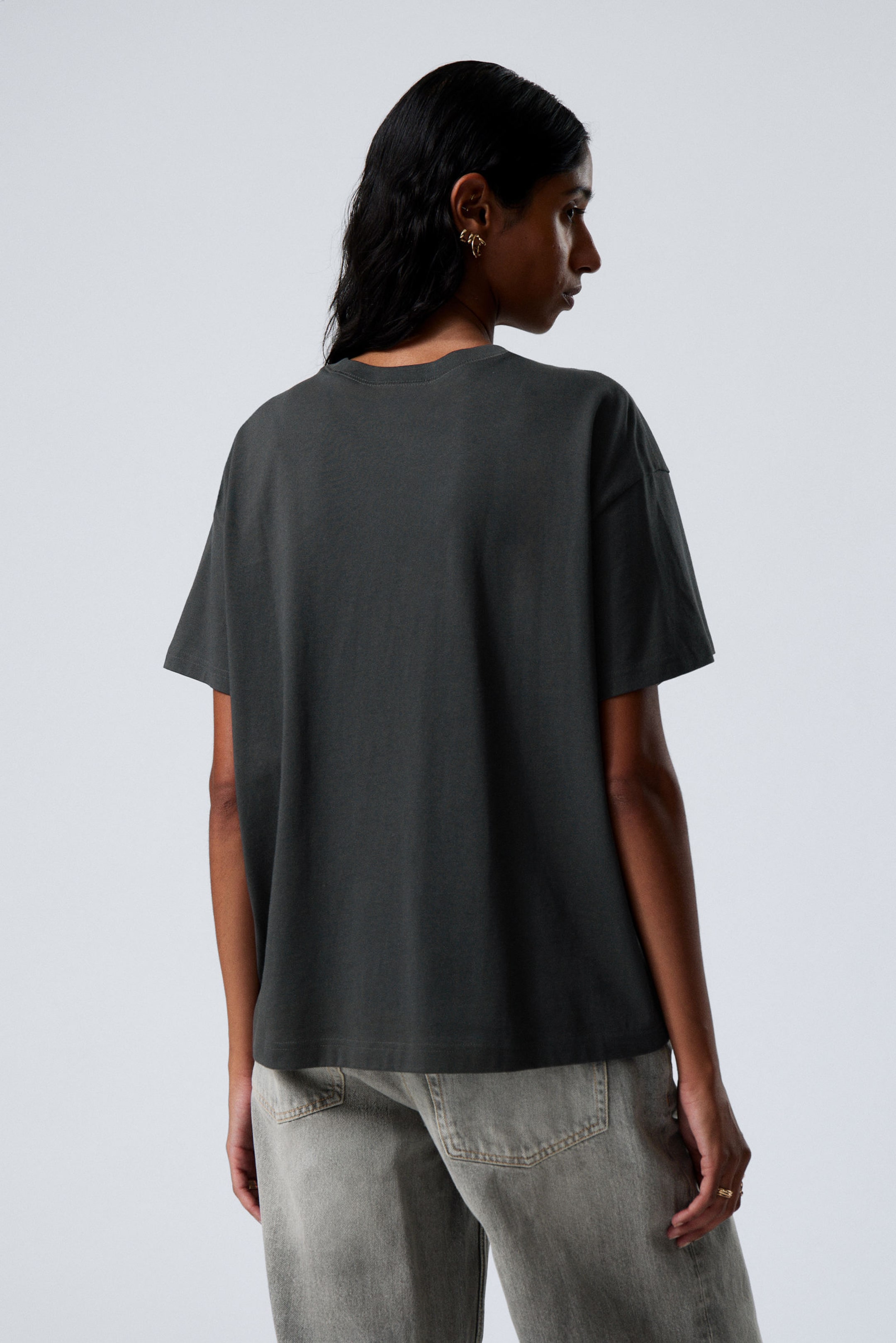 Dark Grey - Relaxed Boxy Cotton T-shirt - 2