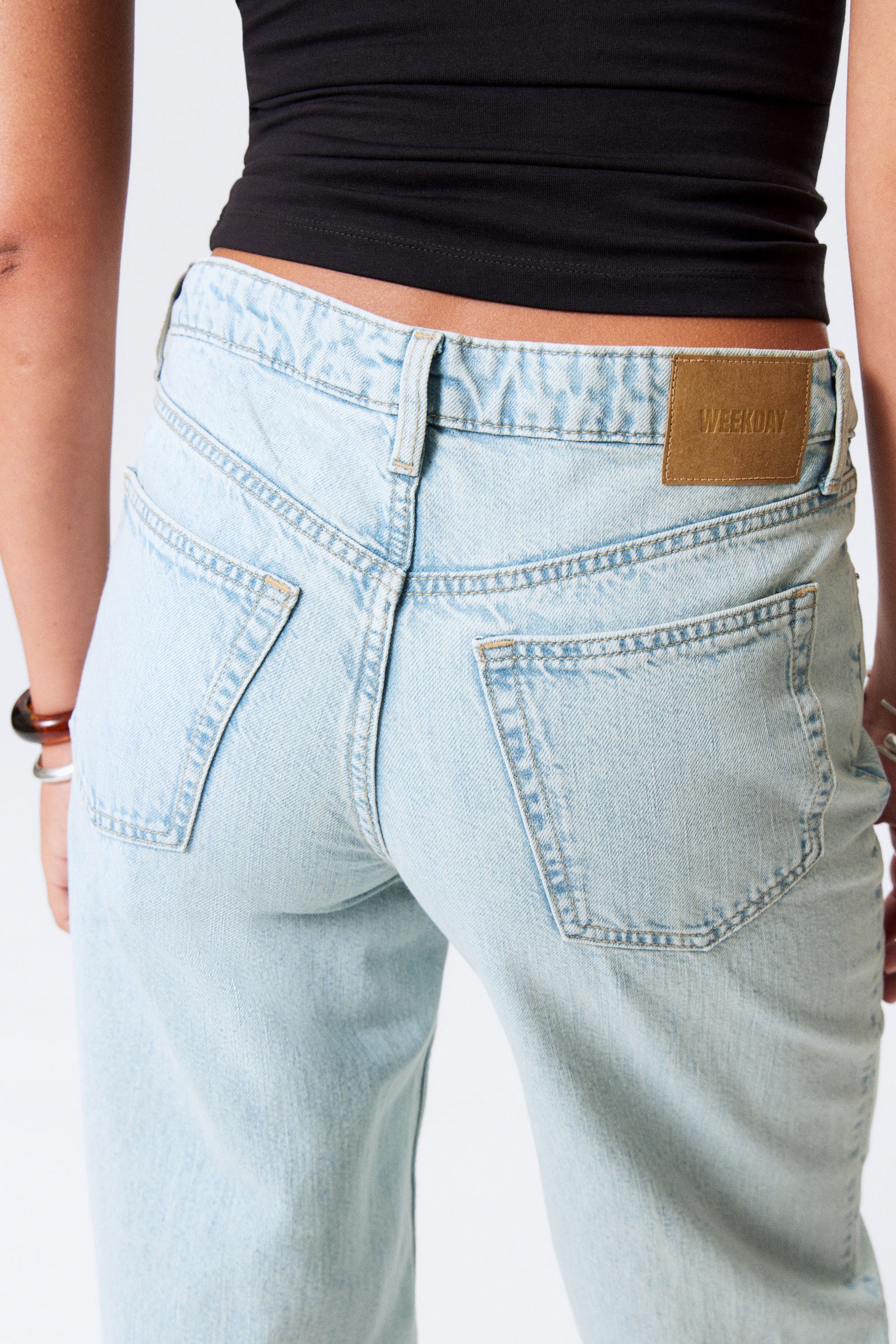 Snow Blue - Light Blue - Ample Low Rise Loose Wide Leg Jeans - 3