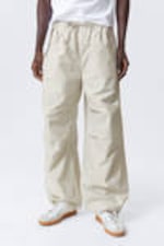 Light Beige - Loose Pleated Parachute Trousers - 1