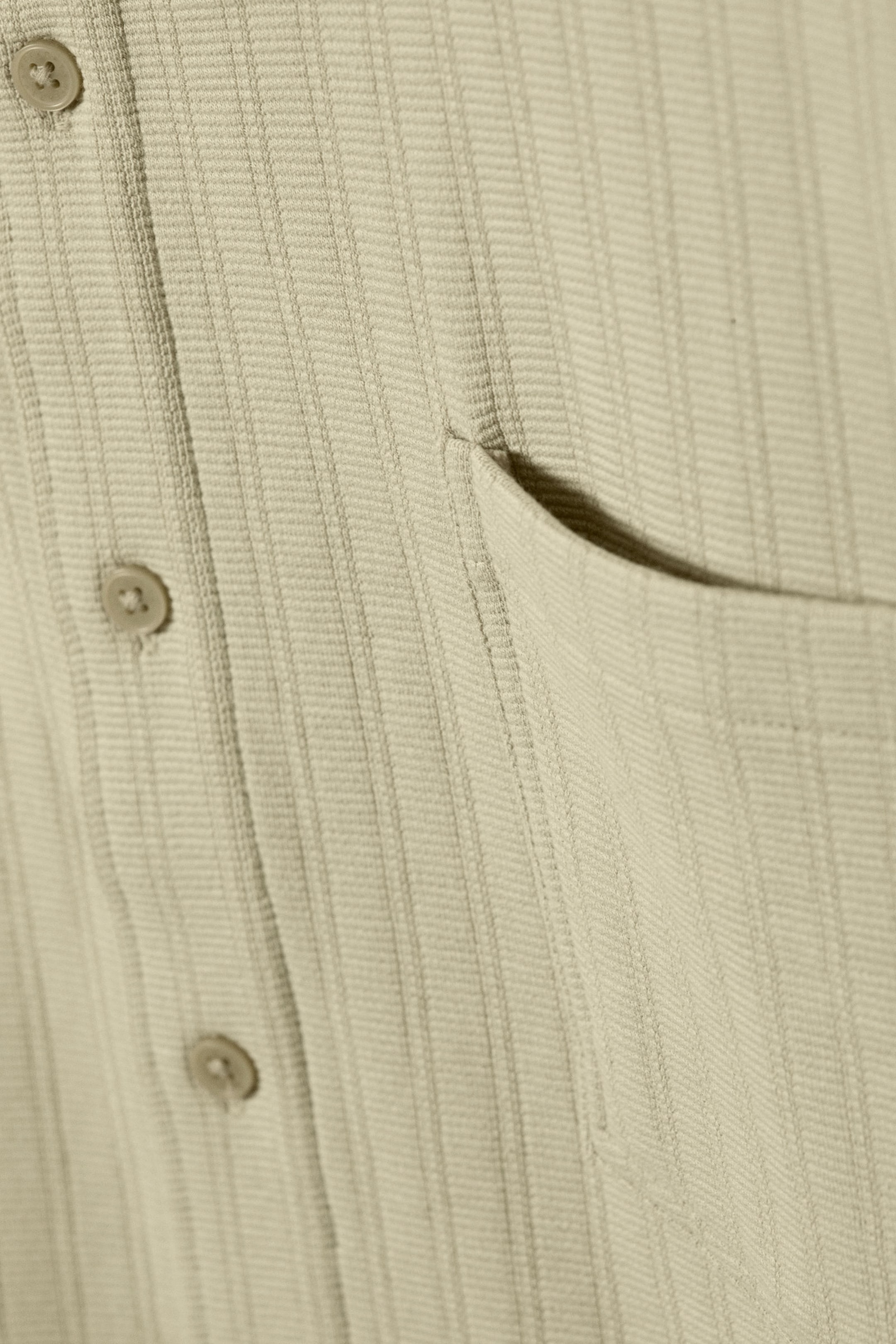 #A9A891 - Knitted Short-Sleeved Button-Up Shirt - 2
