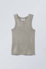 Metallic Beige - Metallic Coated Tank Top - 2