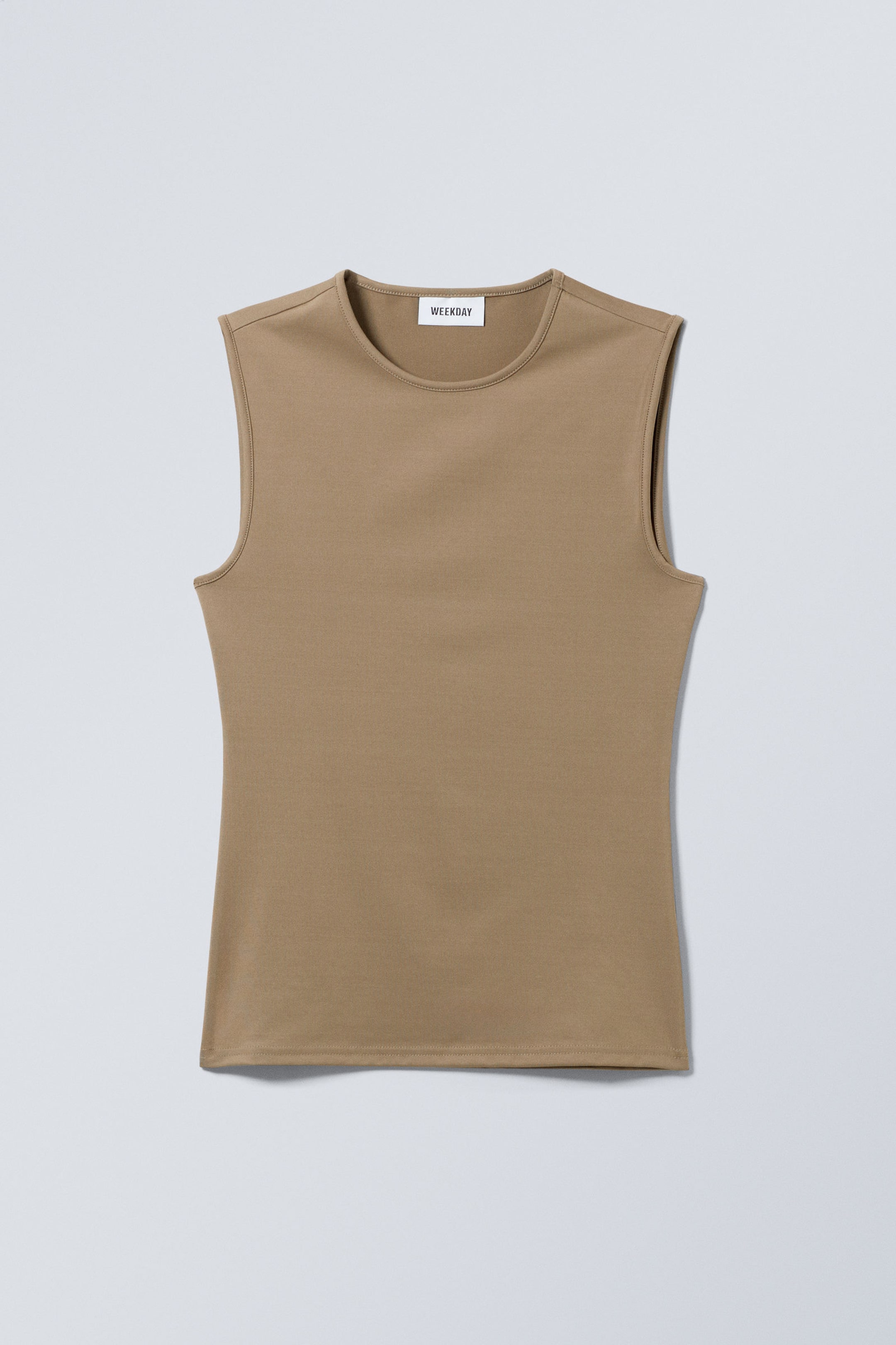 Dark Beige - Smooth Fitted Tank Top - 0