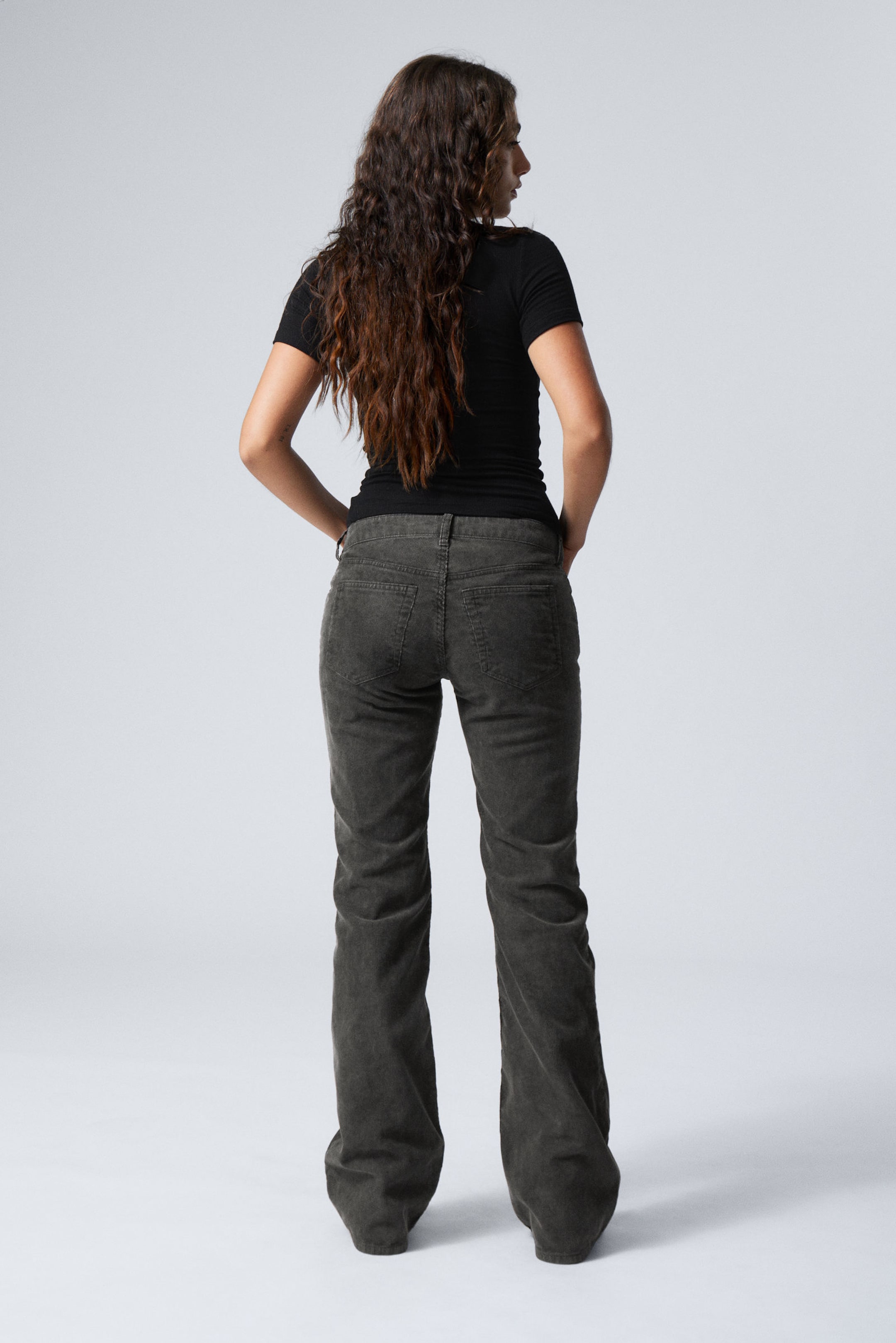 Black Dark - Nova Low Slim Bootcut Cord Trousers - 4