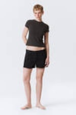 Black & Dark Mole Stripes - Slim Short-Sleeved Cotton T-shirt - 1