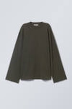 Donker kakigroen - Oversized T-shirt met lange mouwen - 1