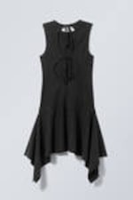 Black - Open Back Mini Dress - 1