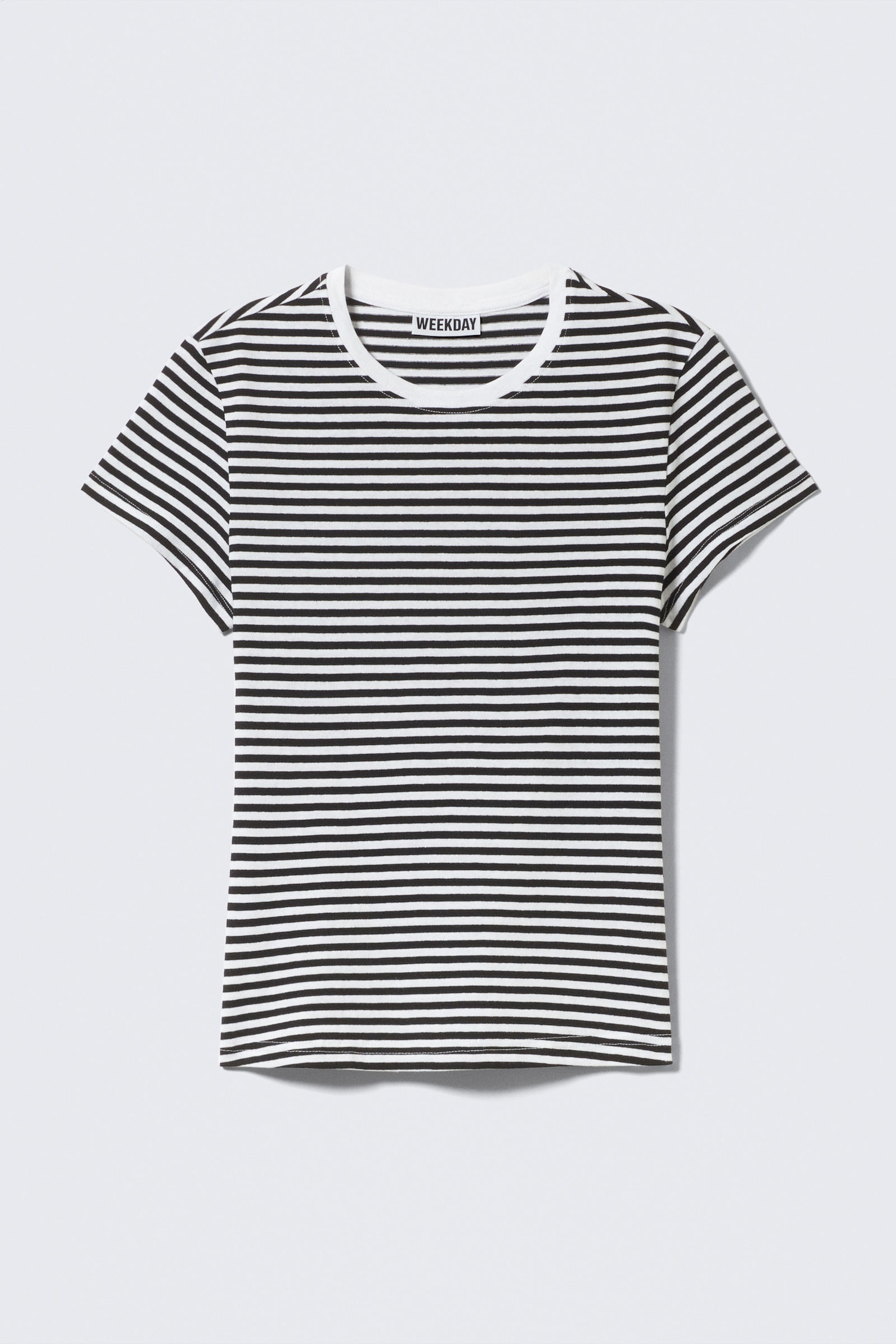 Black & White Stripe - Slim Short-Sleeved Cotton T-shirt - 3