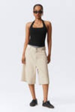 Ecru - Astro Loose Baggy Linen-Blend Shorts - 1