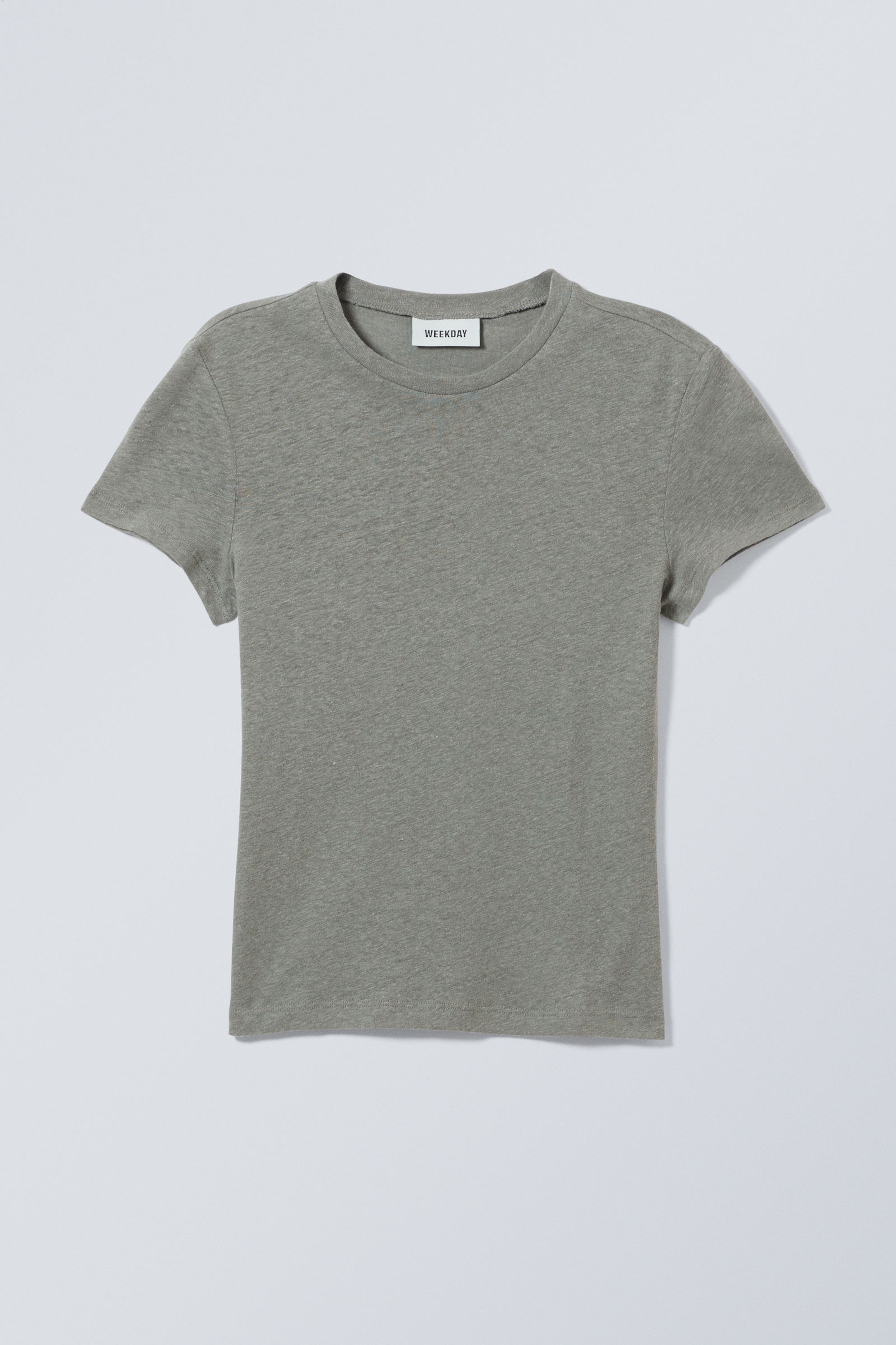 Soft Green - Linen Blend Fitted T-shirt - 0