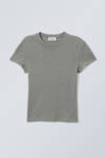 Soft Green - Linen Blend Fitted T-shirt - 0