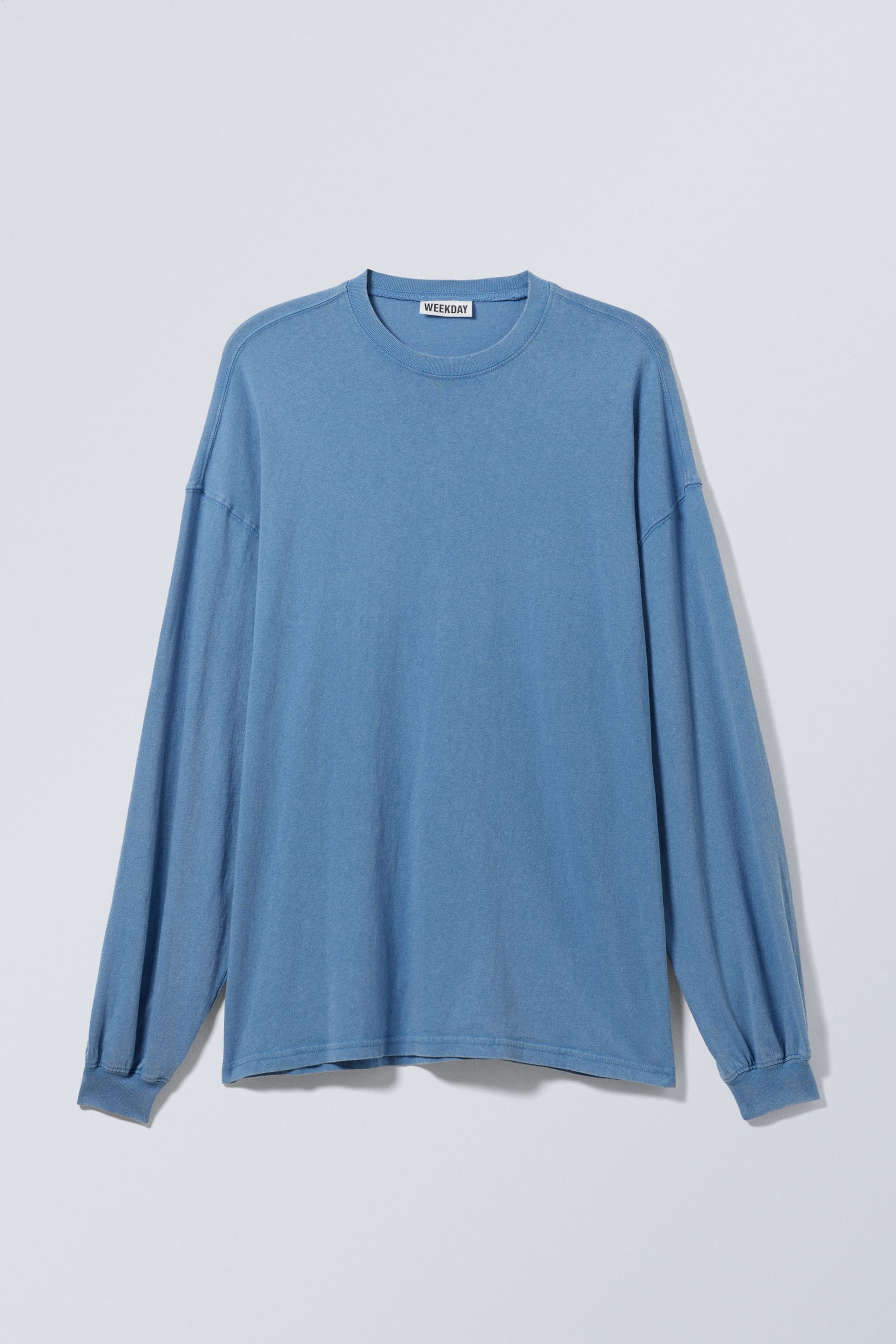 Washed Blue - Long-Sleeved Oversized T-shirt - 2