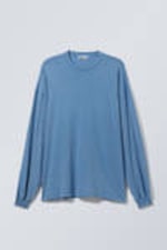 Washed Blue - Long-Sleeved Oversized T-shirt - 2