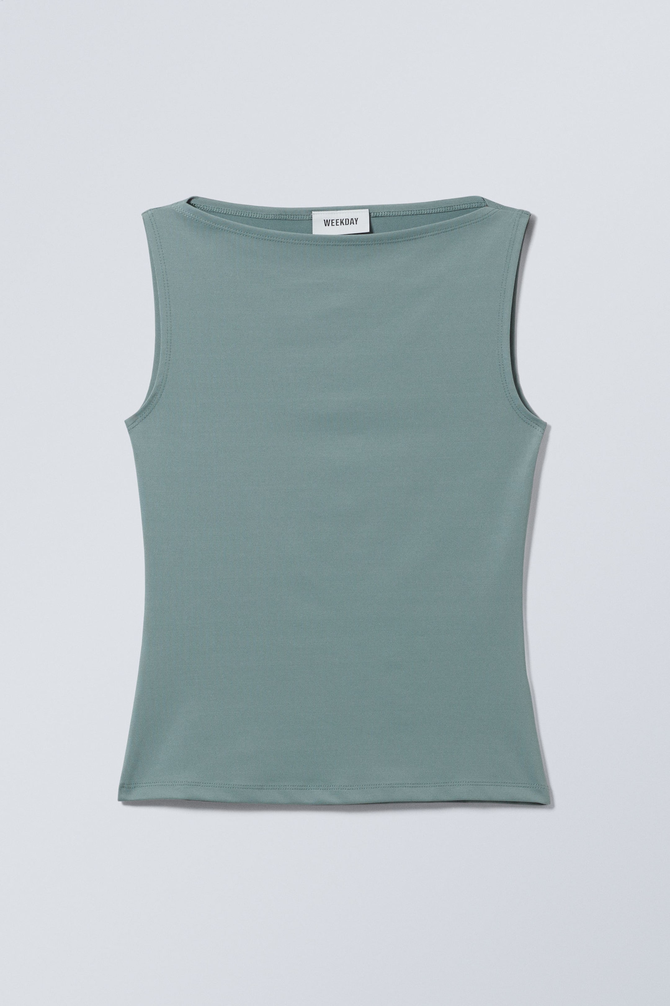 Dusty Turquoise - Annie Sleeveless Boat-Neck Top - 0