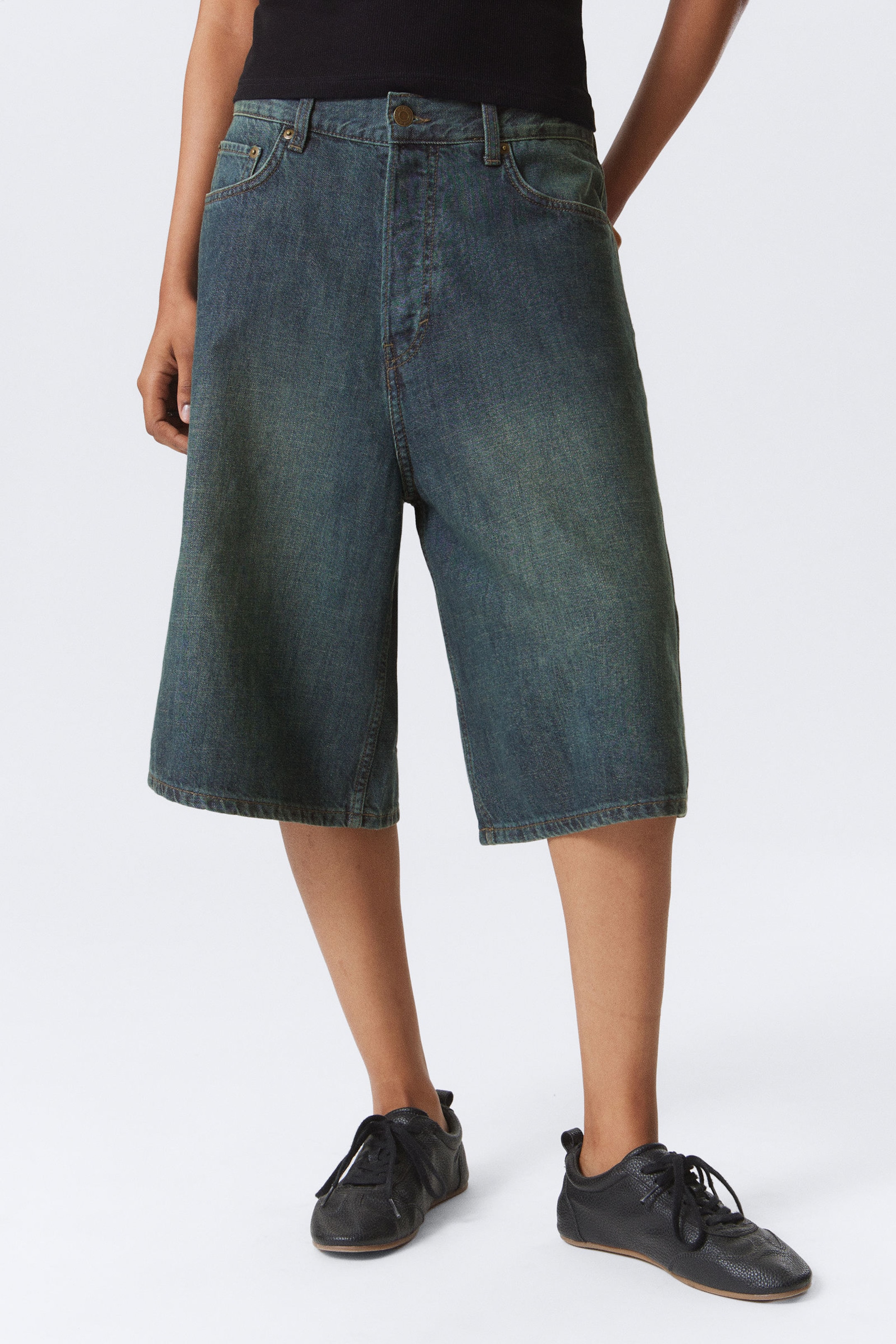 #4C5164 - Astro Denim Loose Baggy Shorts - 2