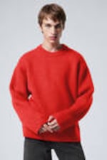 Bright Red - Teo Oversized Wool Blend Knit Sweater - 0