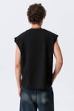 Black - Loose Fit Square Cotton Tank Top - 2