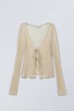 Staubiges Beige - Taillierter Cardigan zum Binden - 0