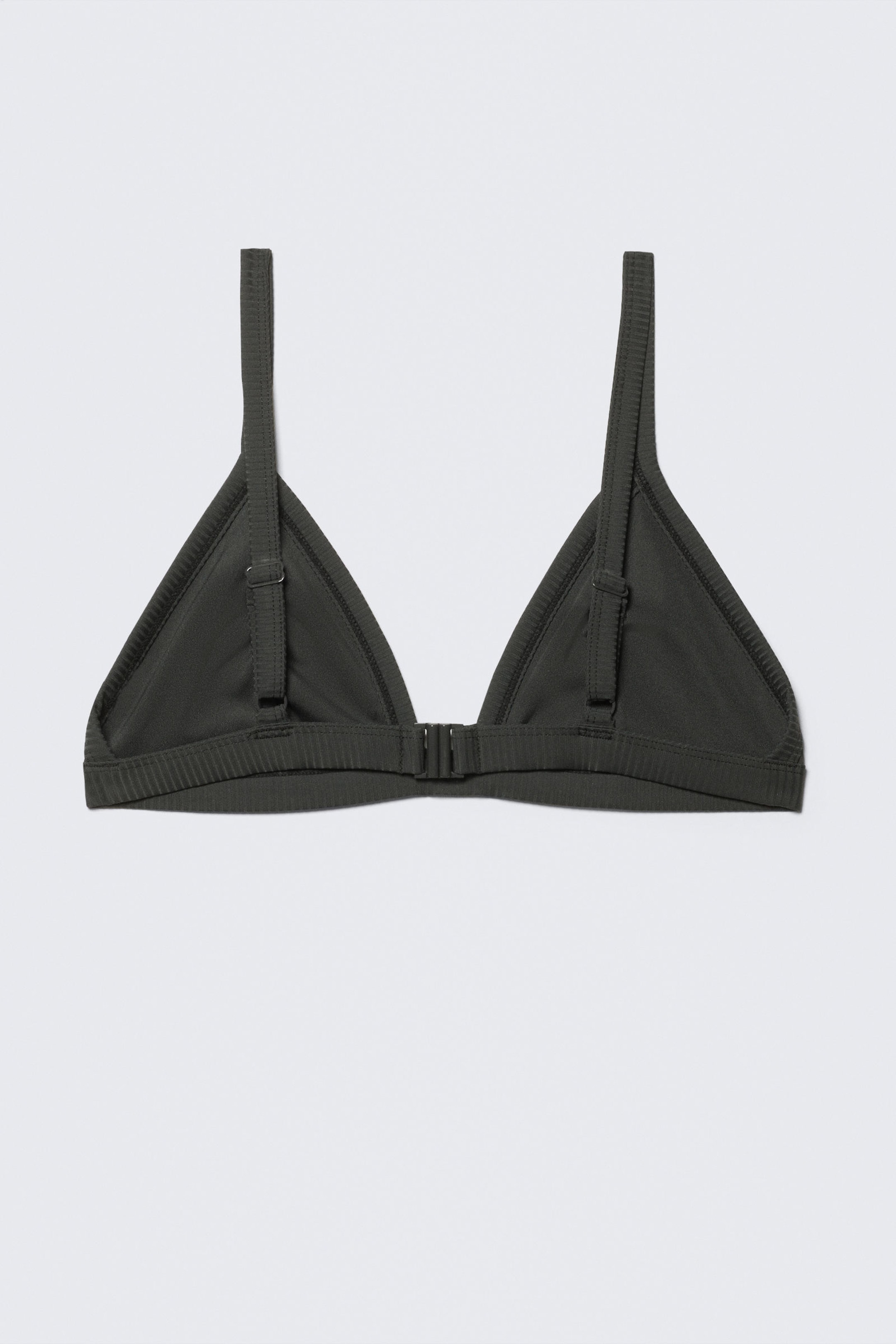 Dark Grey - Ribbed V-neck Bikini Top - 5