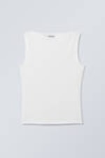 White - Annie Sleeveless Boat-Neck Top - 0