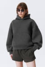 Dunkelgrau meliert - Scuba-Hoodie mit Oversize-Passform - 0