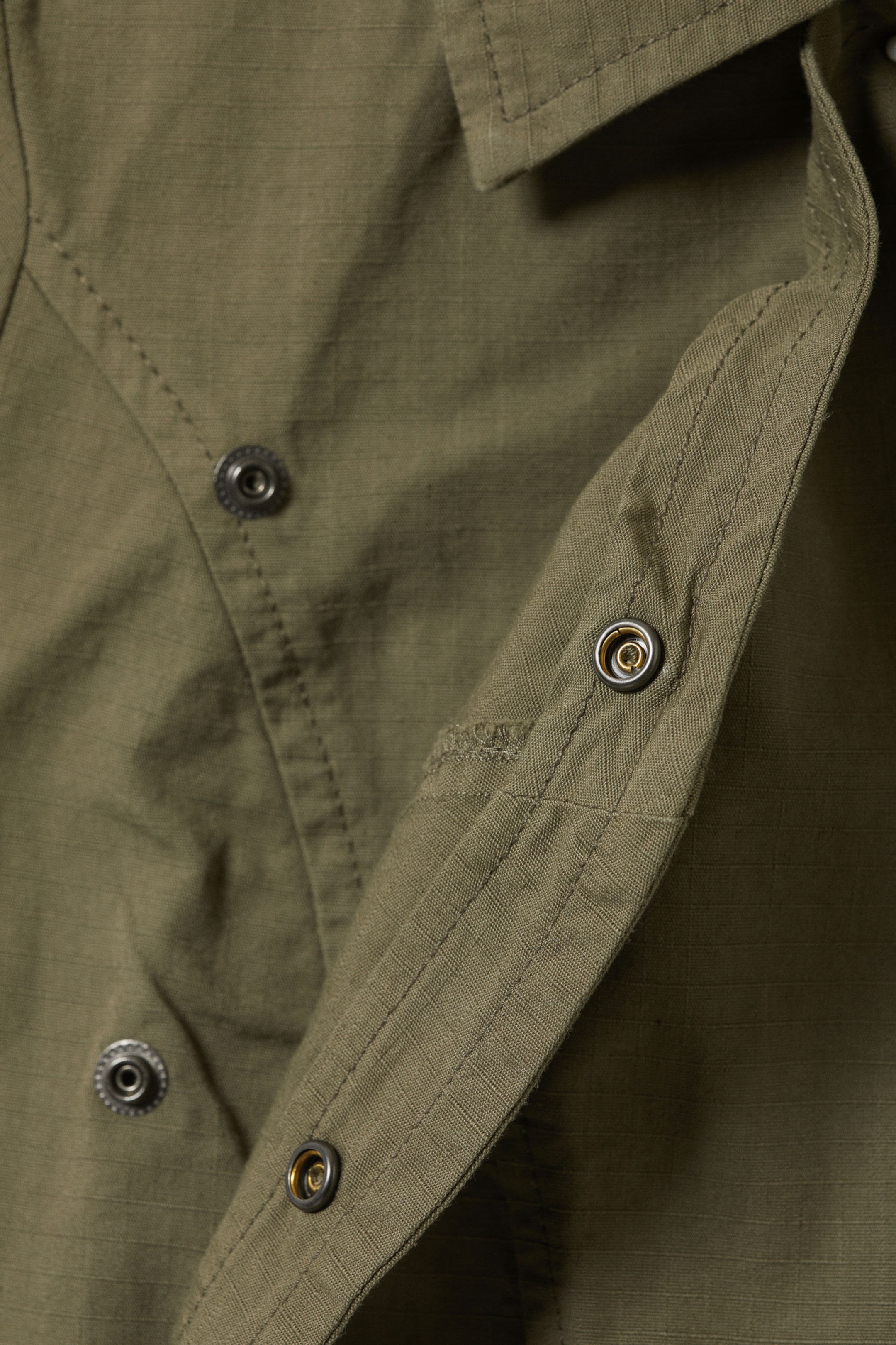 Dark Khaki Green - Cap-Sleeved Asymmetric Ripstop Top - 4