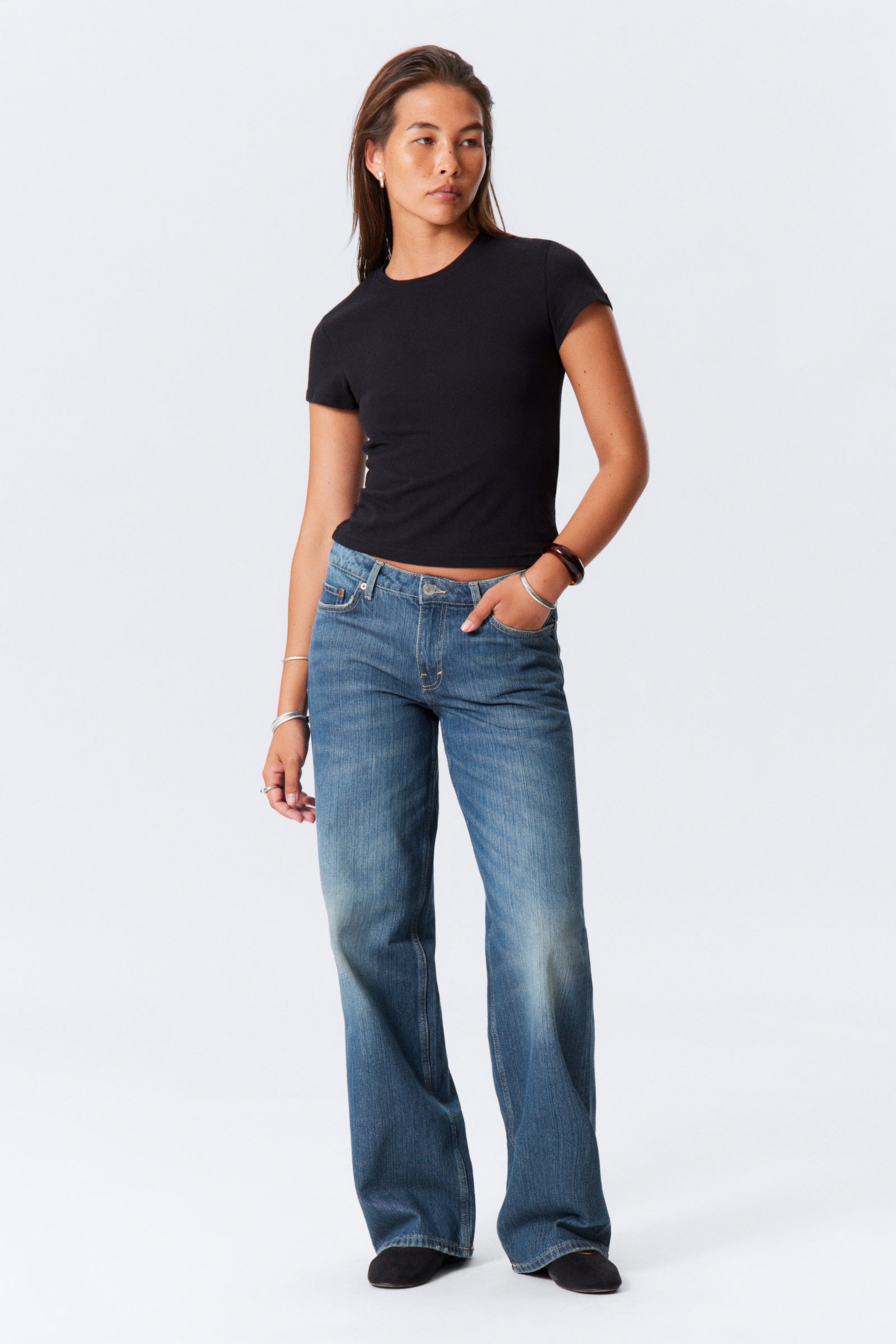 #79829D - Ample Low Waist Loose Wide Leg Jeans - 1