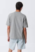 Grey Melange - Relaxed Fit Short-Sleeved Cotton T-shirt - 2