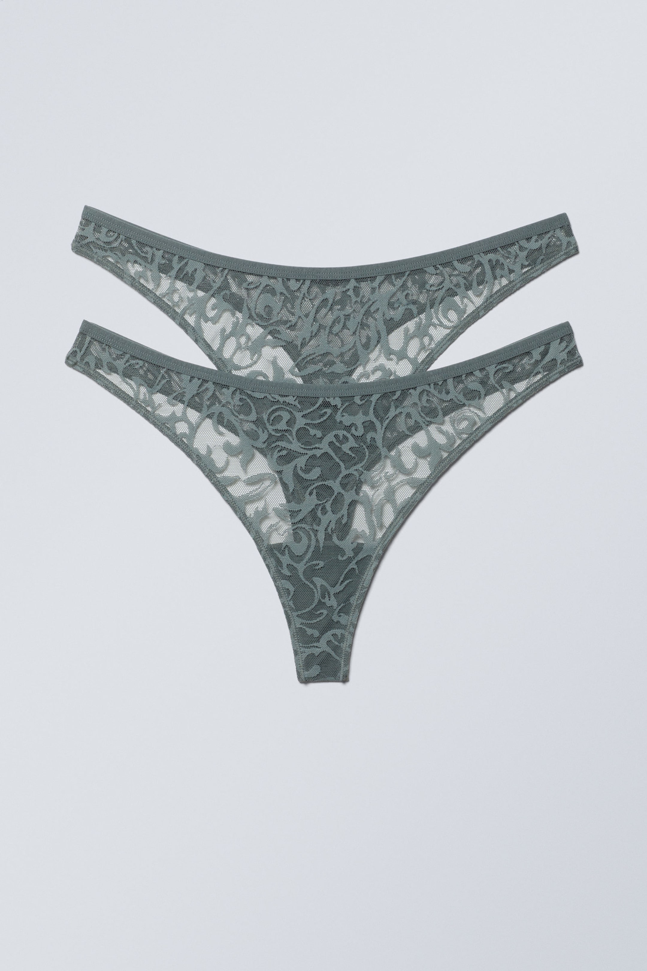 Grey Lace - 2-pack Ash Lace Thong - 0