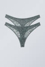 Grey Lace - 2-pack Ash Lace Thong - 0